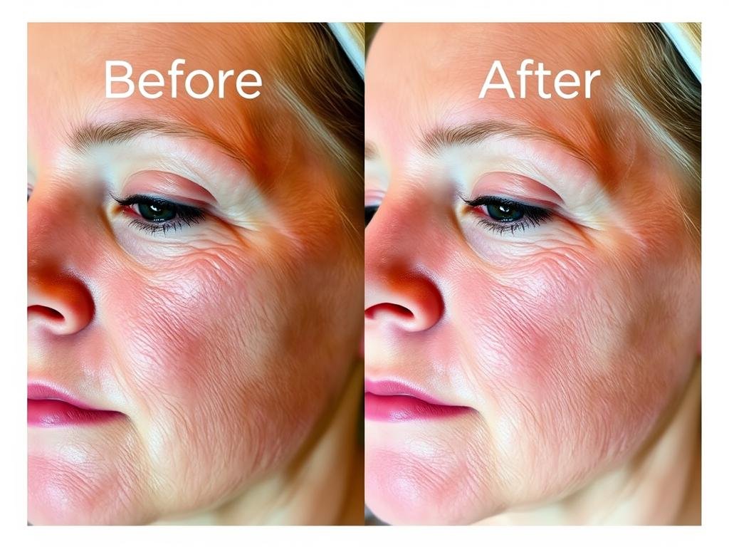 Before and after results from Infrared Bed therapy showing skin improvement