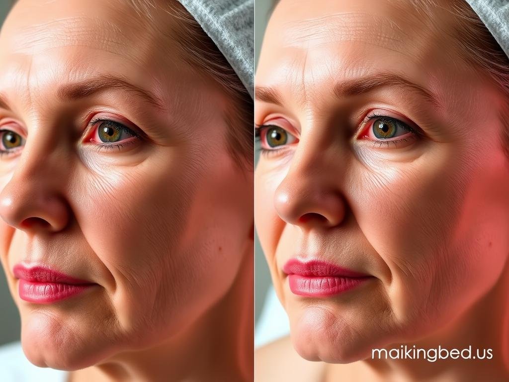 Before and after results of red light therapy treatment Before and after results of red light therapy treatment