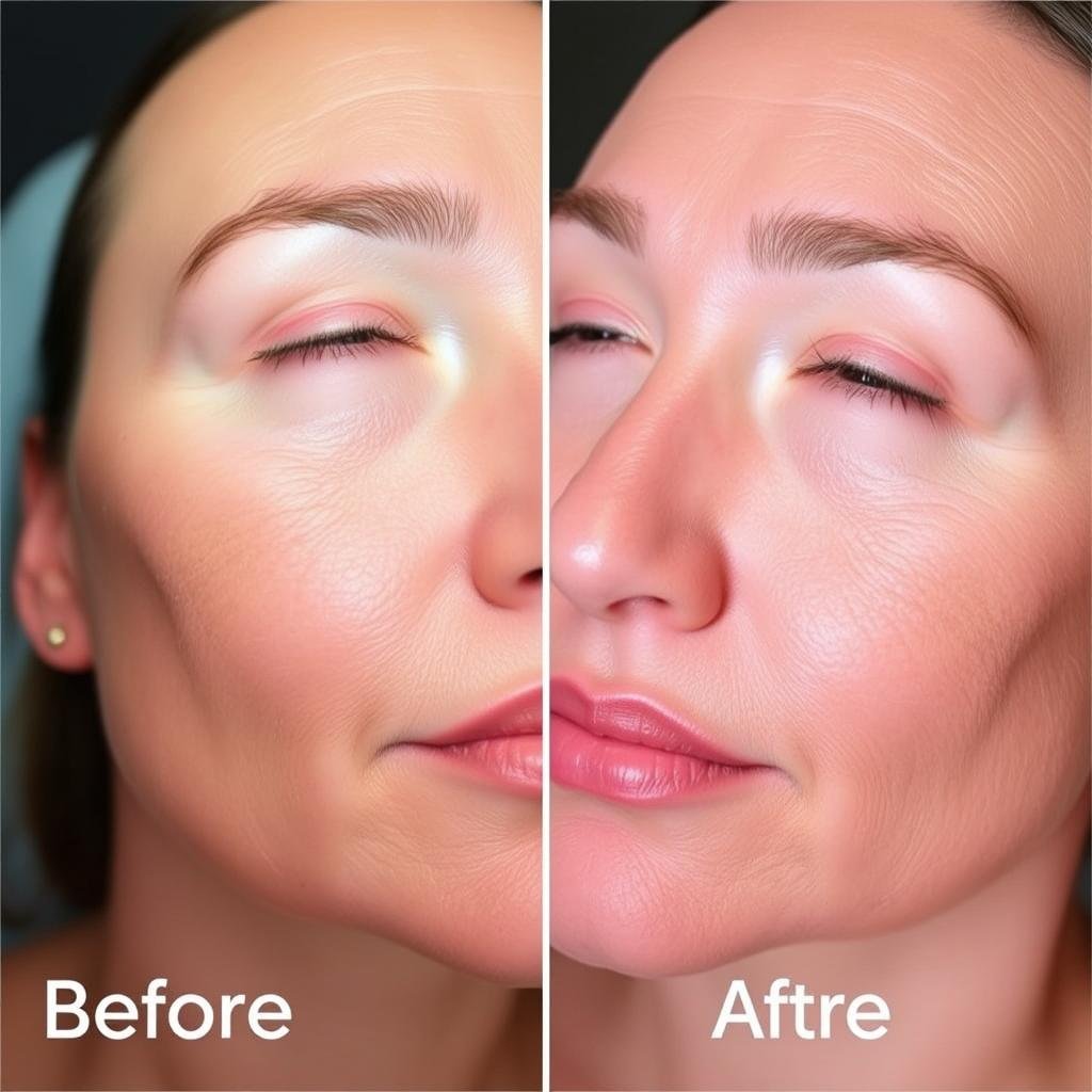 Before and after results of skin improvement with Red Light Therapy