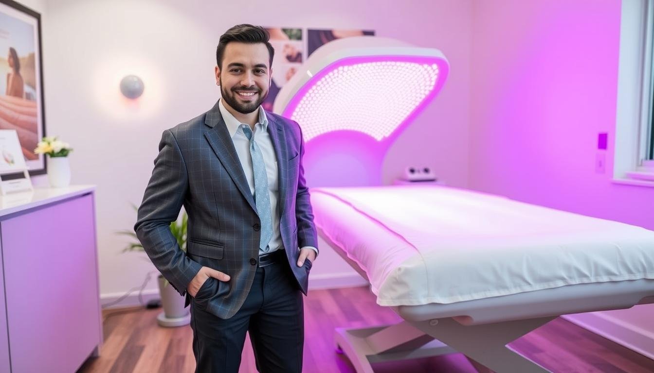 Business owner with successful red light therapy installation