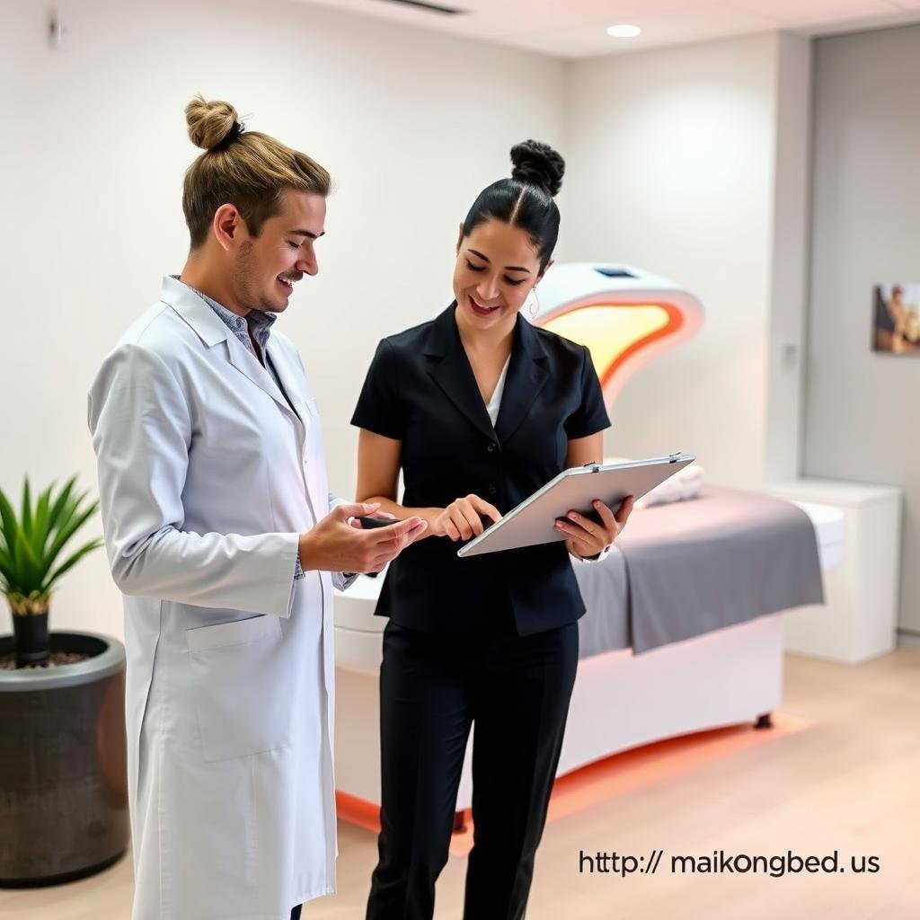 Client reviewing their infrared therapy treatment plan