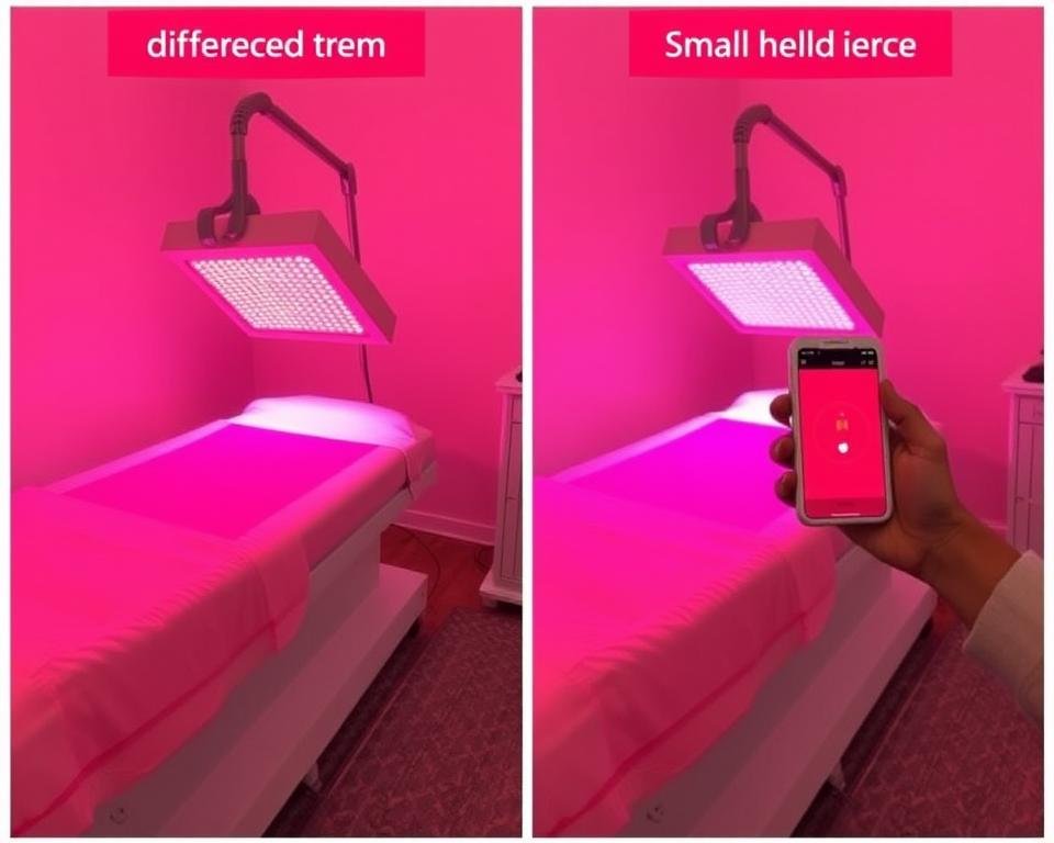 Comparison between professional red light bed and handheld device