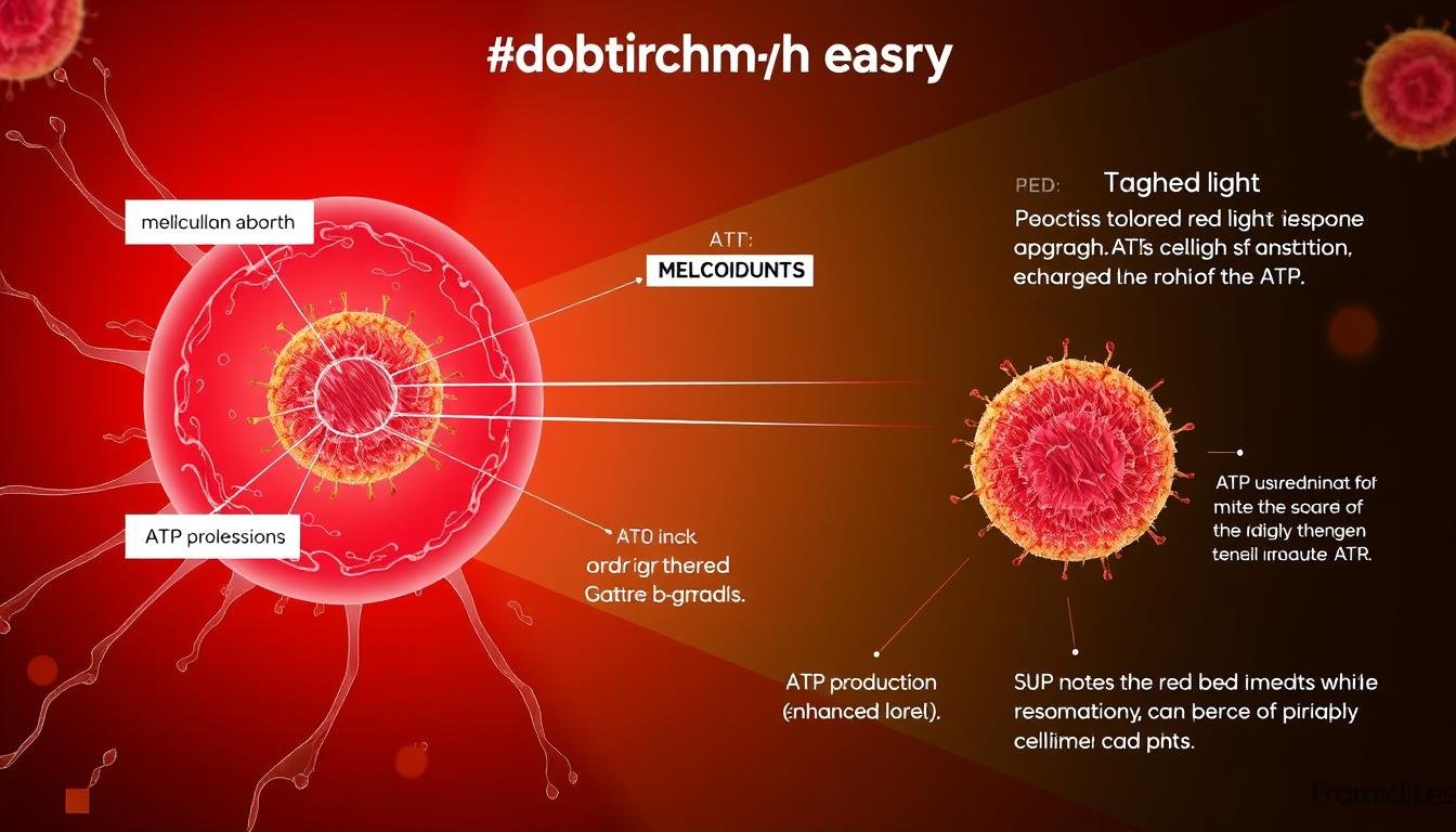 Diagram showing how red light therapy affects cells at the mitochondrial level