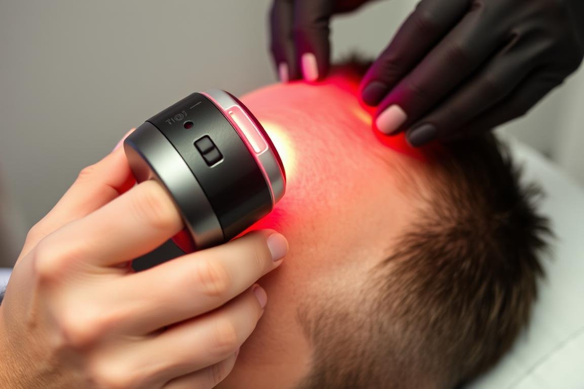 Hair restoration treatment using specialized red light therapy