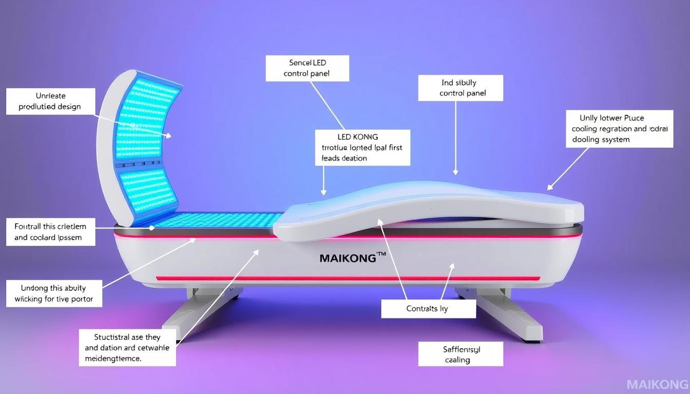 MAIKONG Pro 8000 Red Light Therapy Bed with key features highlighted