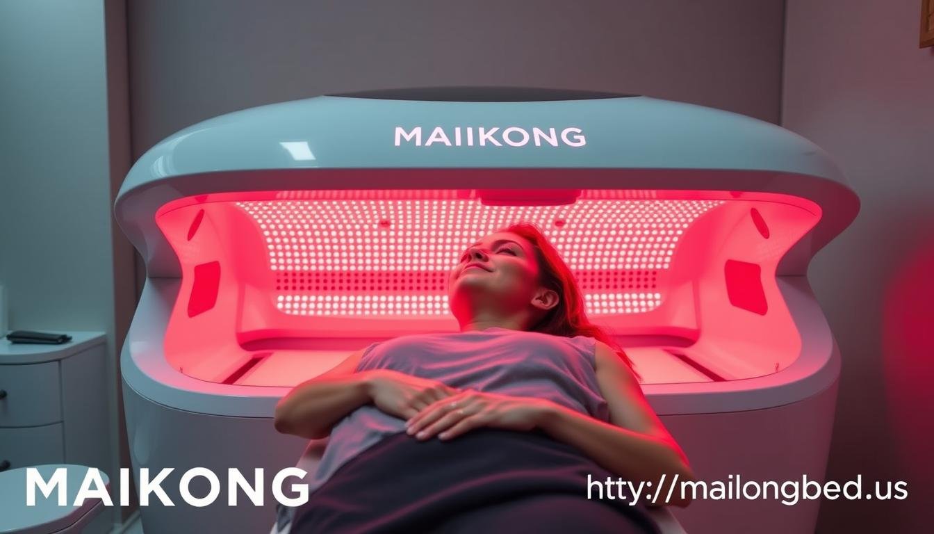 Red Light Tanning Beds: The Ultimate Upgrade for Your Wellness Center 1 MAIKONG Red Light Tanning Bed with person receiving treatment