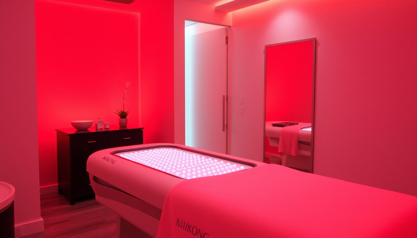 Integrating Professional Red Light Therapy Beds into Your Wellness Center 1 MAIKONG Red Light Therapy Bed emitting therapeutic red light in a modern wellness center setting