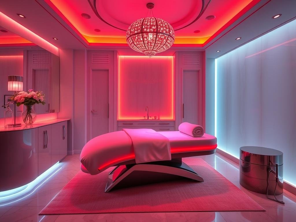 MAIKONG red light therapy bed in a luxury medical spa setting