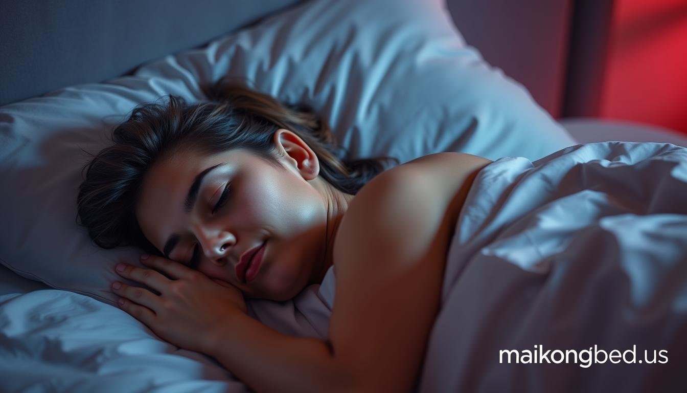 Person sleeping peacefully after red light therapy bed session
