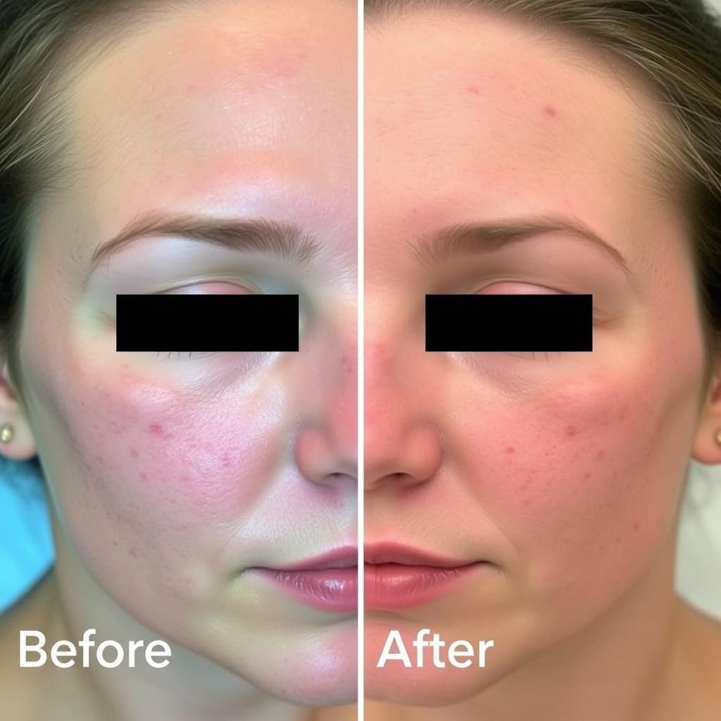 Person with improved acne condition after red light therapy