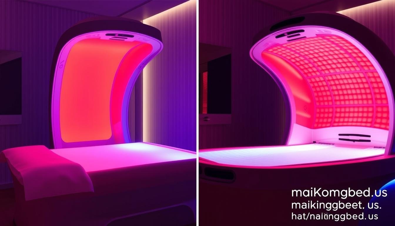 Side-by-side comparison of red light therapy and UV tanning Side-by-side comparison of red light therapy and UV tanning