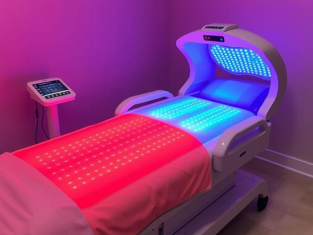 Specialized LED bed with multiple light wavelength options