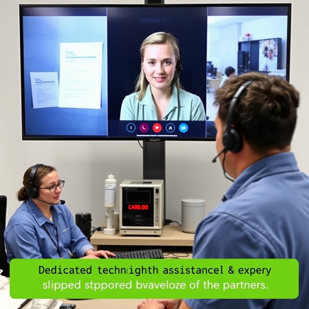 Technical support team assisting with red light therapy equipment