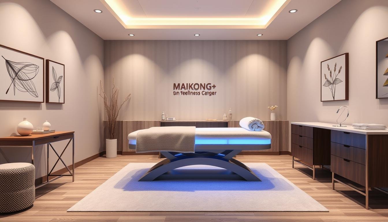 Wellness center with LED bed integrated into treatment room