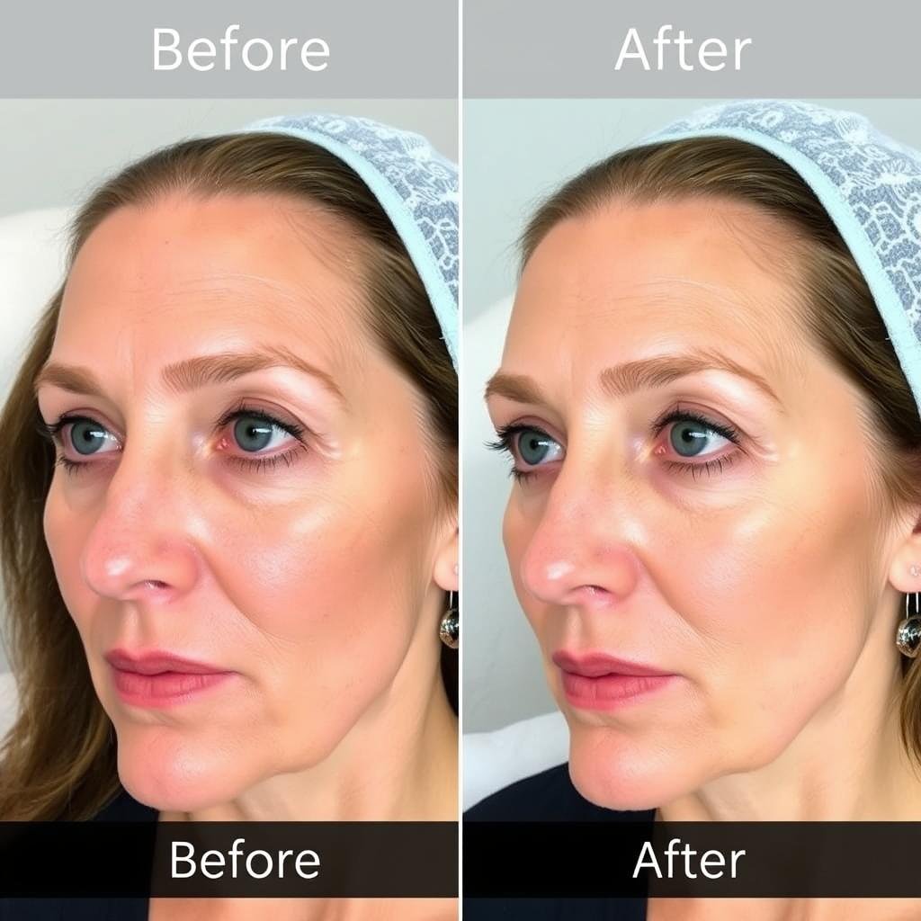 Before and after images showing skin improvement after red light therapy treatments