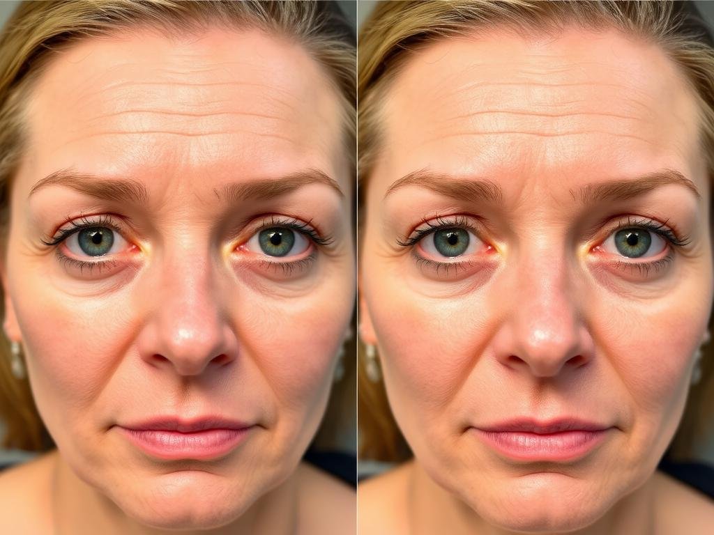 Before and after results of skin improvement with red light therapy