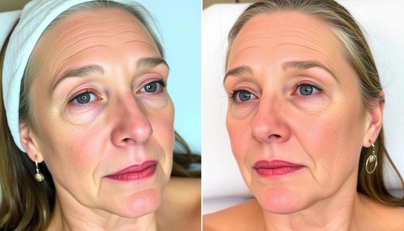 Before and after results of skin rejuvenation with MAIKONG red light therapy