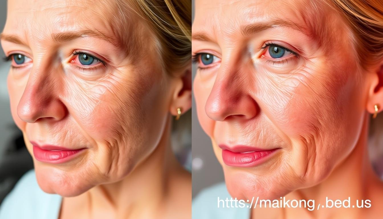 Before and after results showing skin improvement with MAIKONG red light therapy