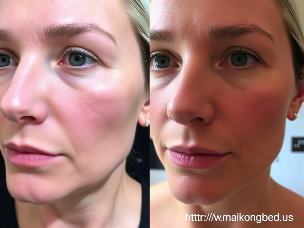 Before and after showing improved skin texture and brightness with MAIKONG therapy