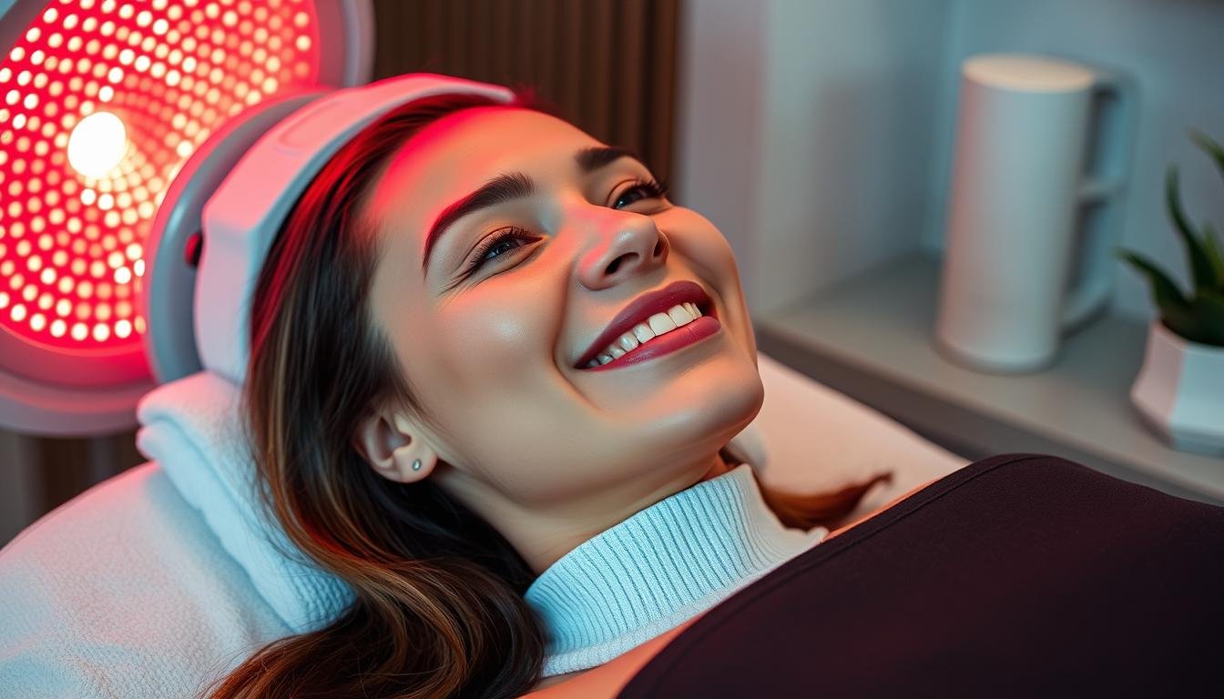 Client experiencing the benefits of MAIKONG red light therapy
