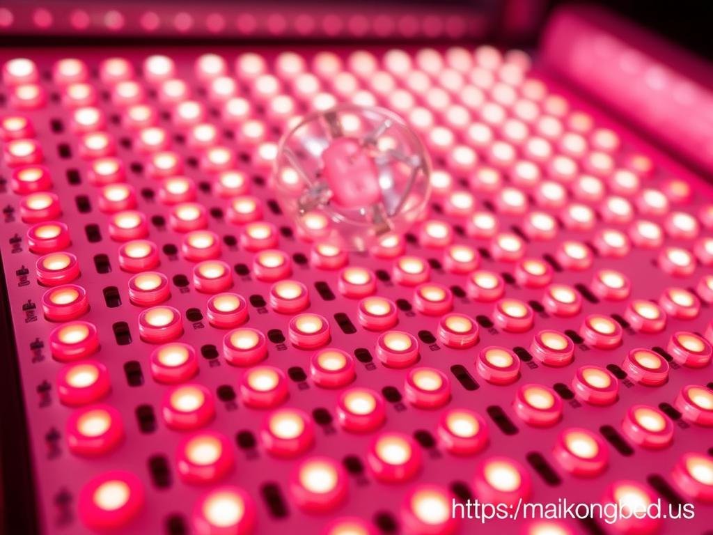 Close-up of high-density LED arrangement in a quality red light therapy bed