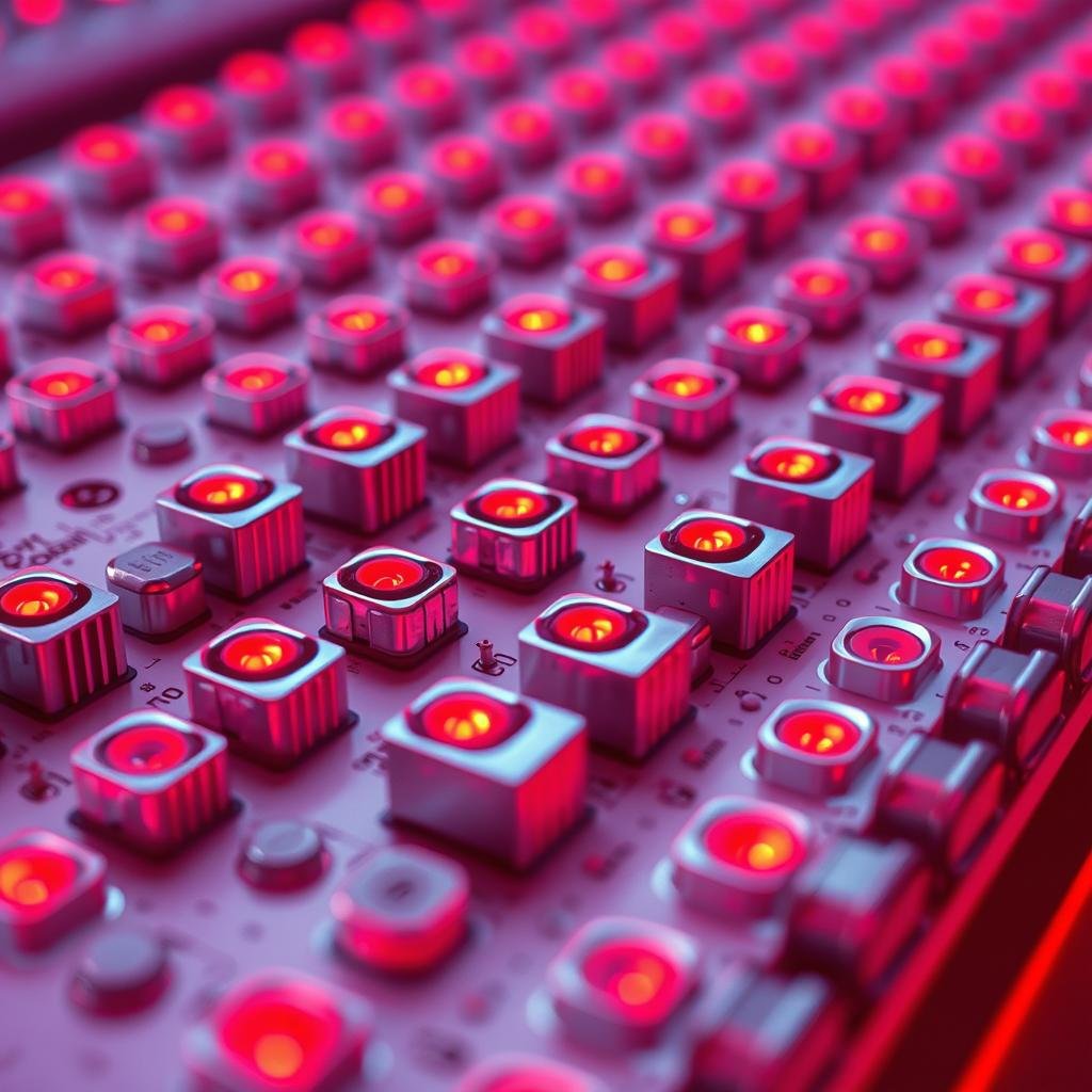 Close-up of high-quality LED array in a red light therapy bed