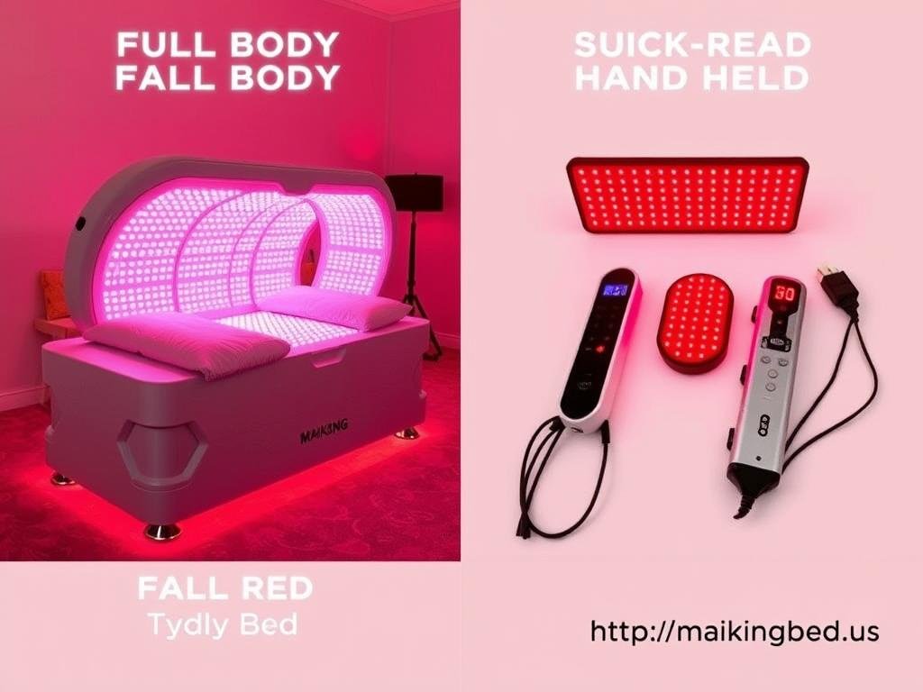 Comparison of full-body red light therapy bed versus handheld devices