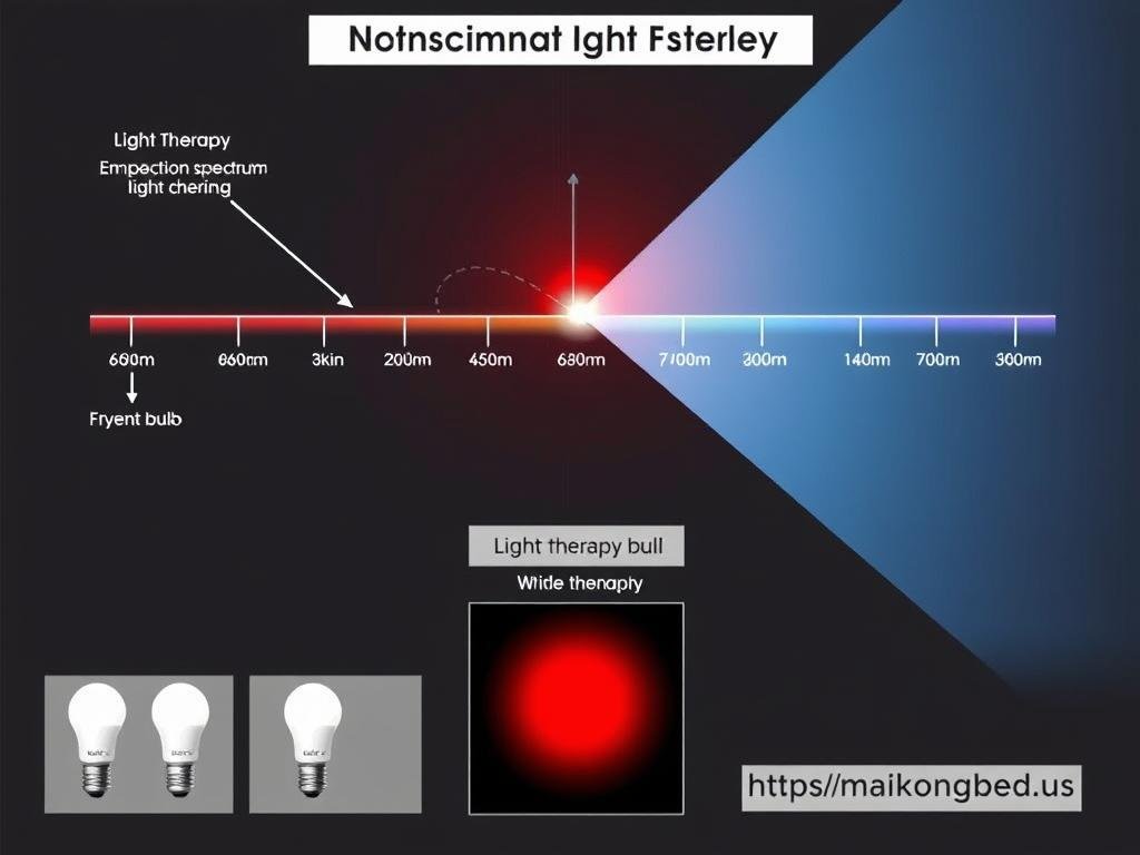 Diagram showing different wavelengths of red light therapy bulbs