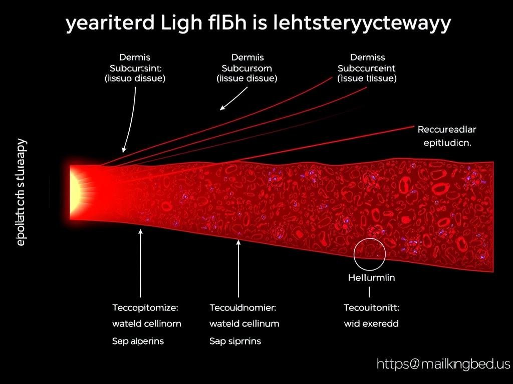 Diagram showing how red light therapy penetrates skin at different depths