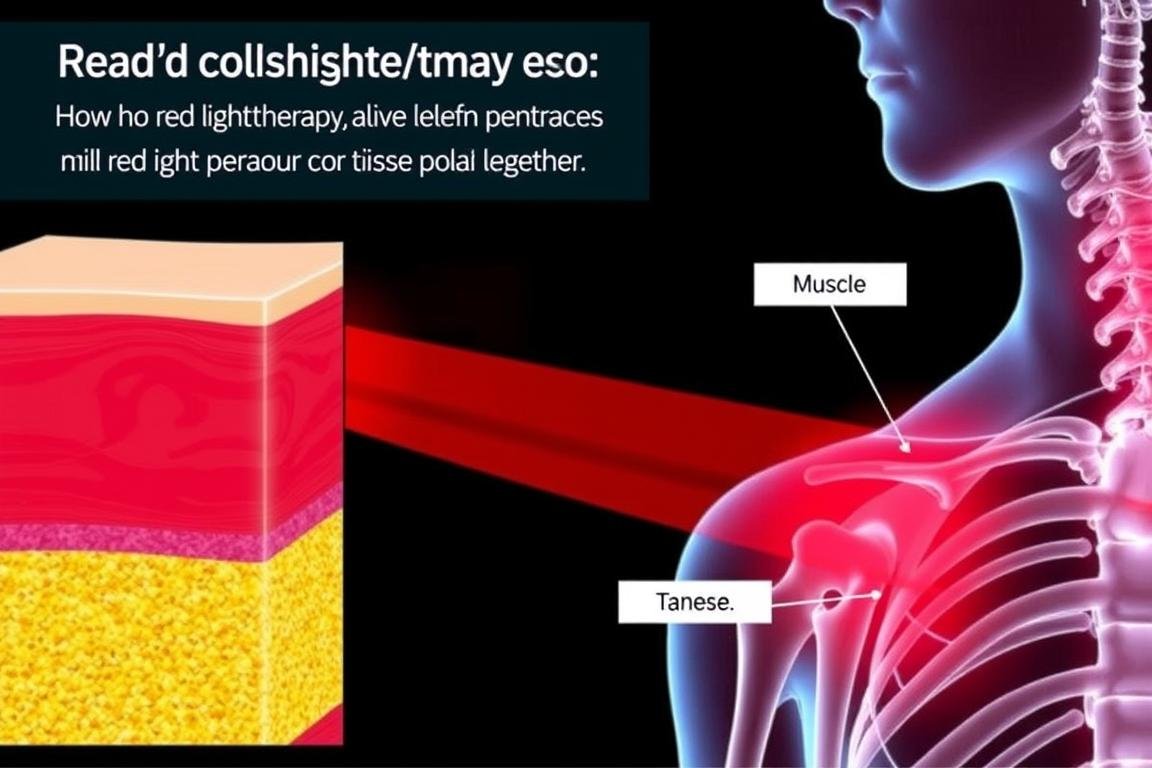 Diagram showing how red light therapy penetrates tissue for pain relief