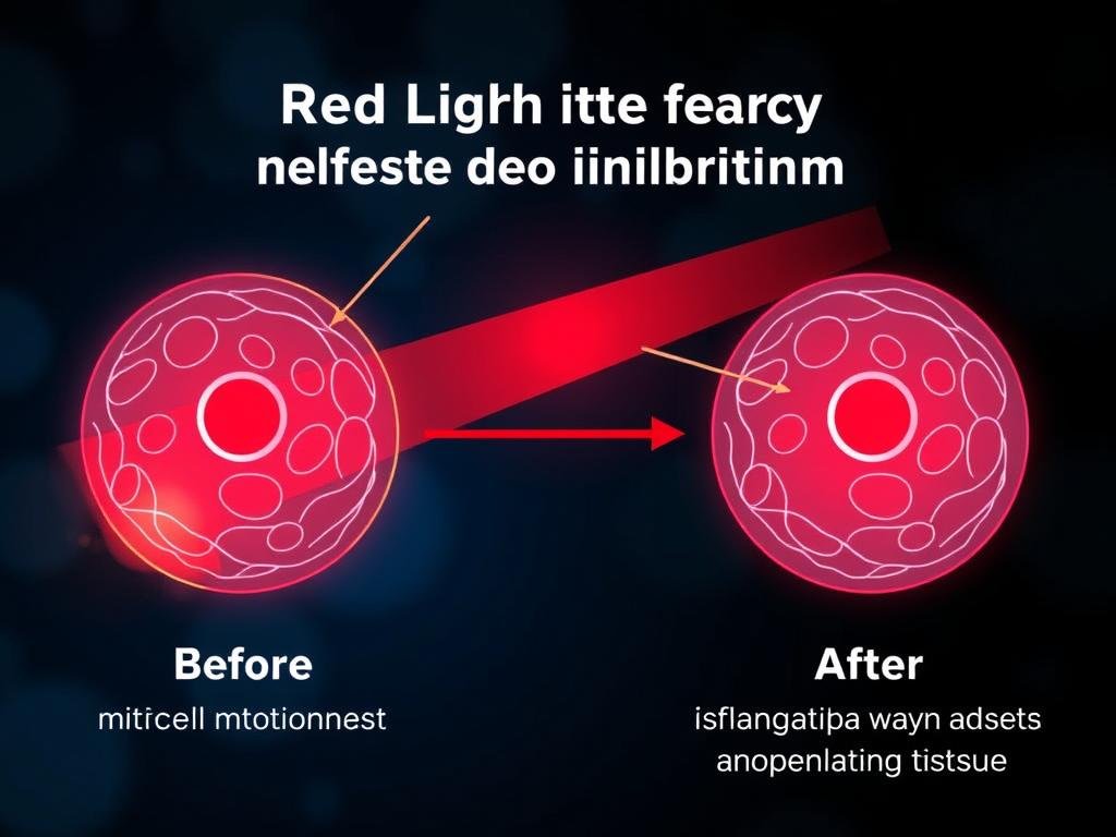 Diagram showing how red light therapy reduces inflammation at the cellular level