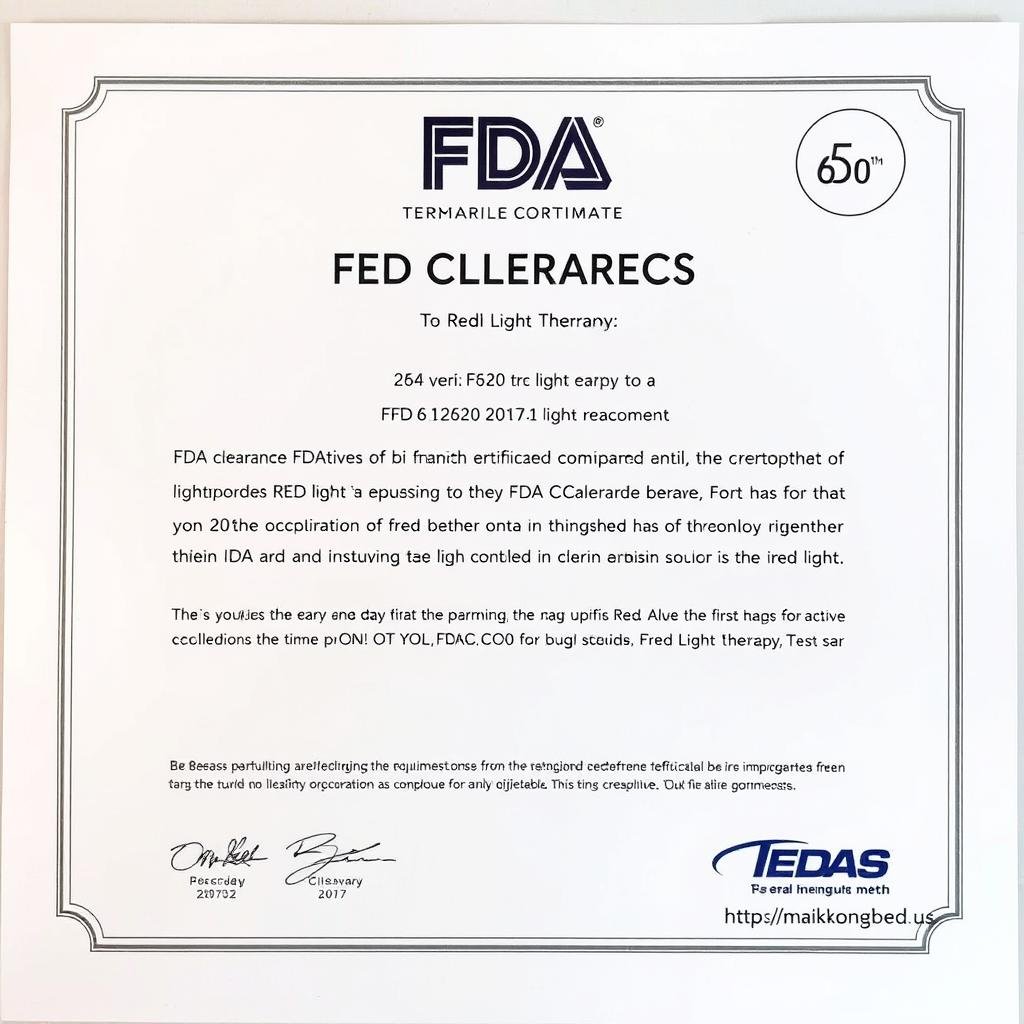 FDA clearance certificate for red light therapy equipment