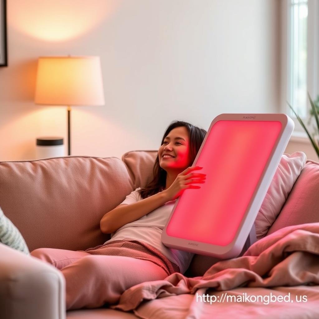 Home user with MAIKONG red light therapy panel