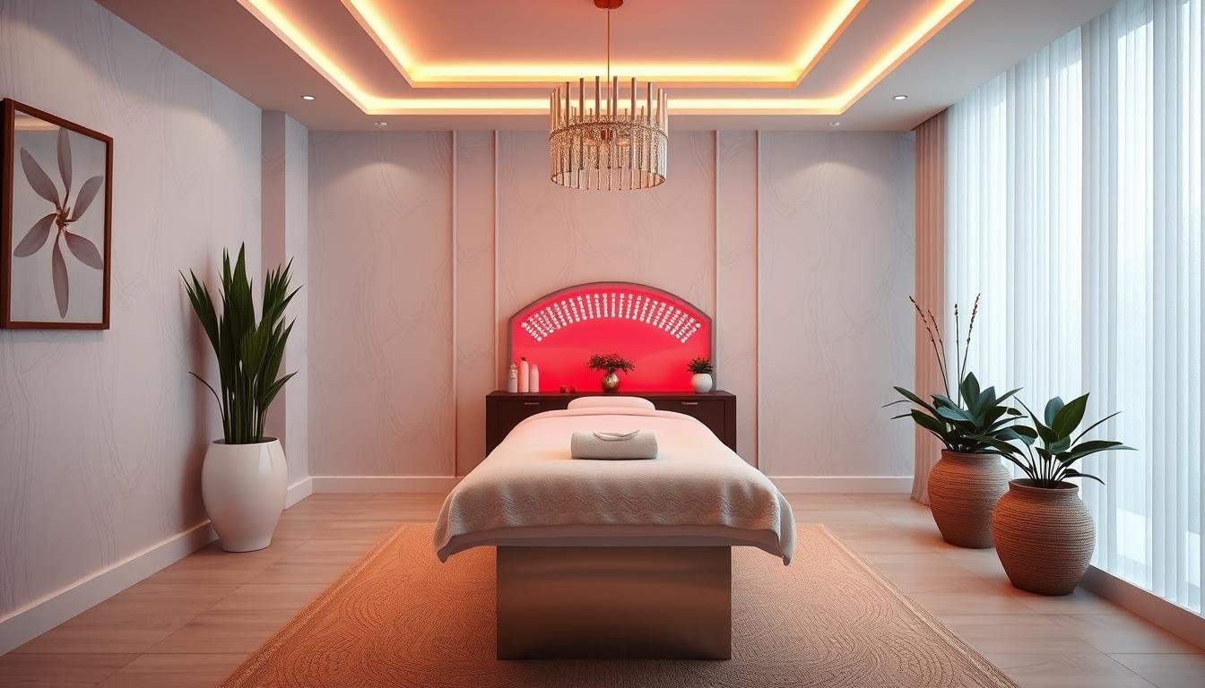 Luxury spa featuring MAIKONG red light therapy bed as premium service