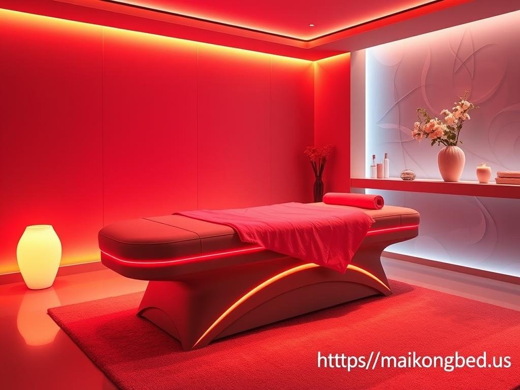 MAIKONG M6N red light therapy bed in a spa setting