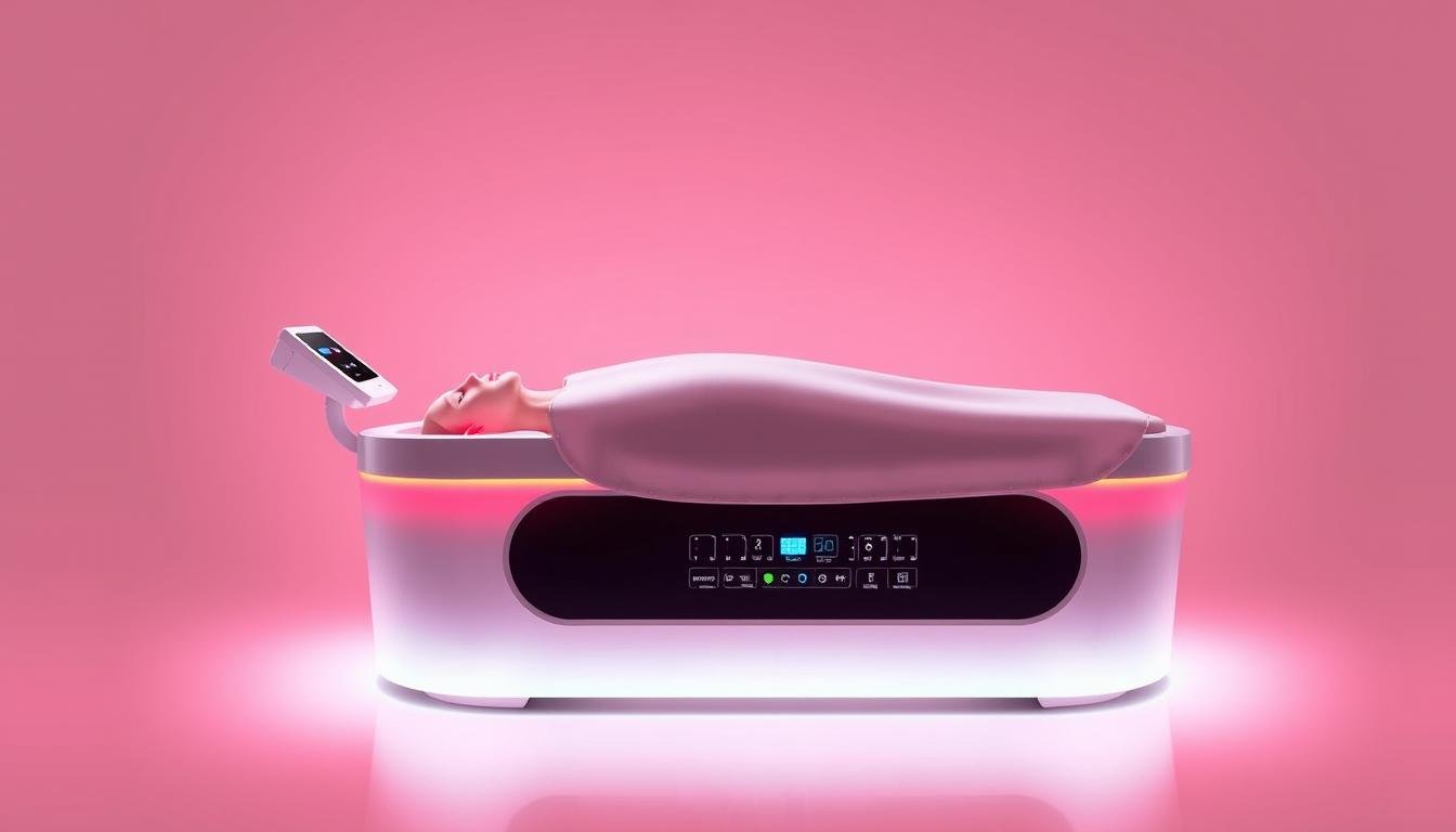 MAIKONG Red Light Therapy Bed showing multi-wavelength technology