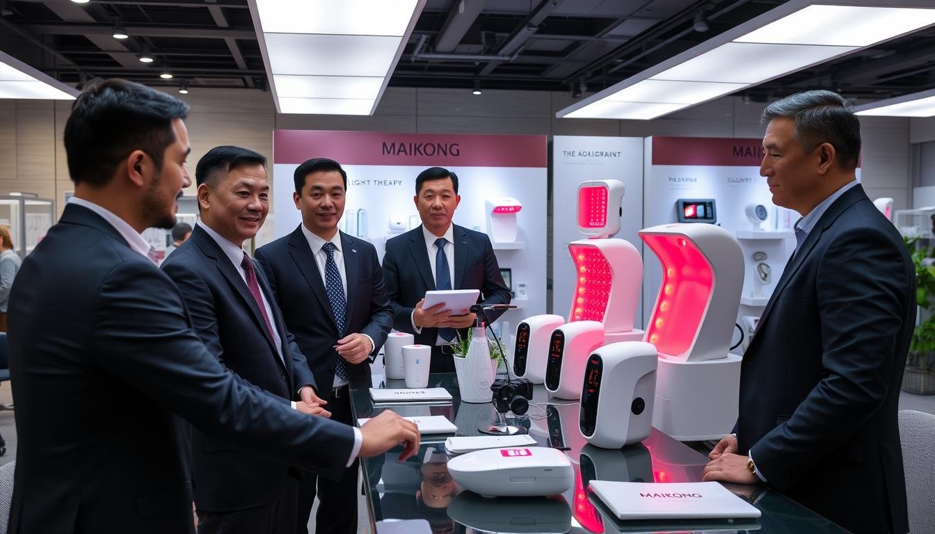 MAIKONG dealership opportunity showing product range and business meeting