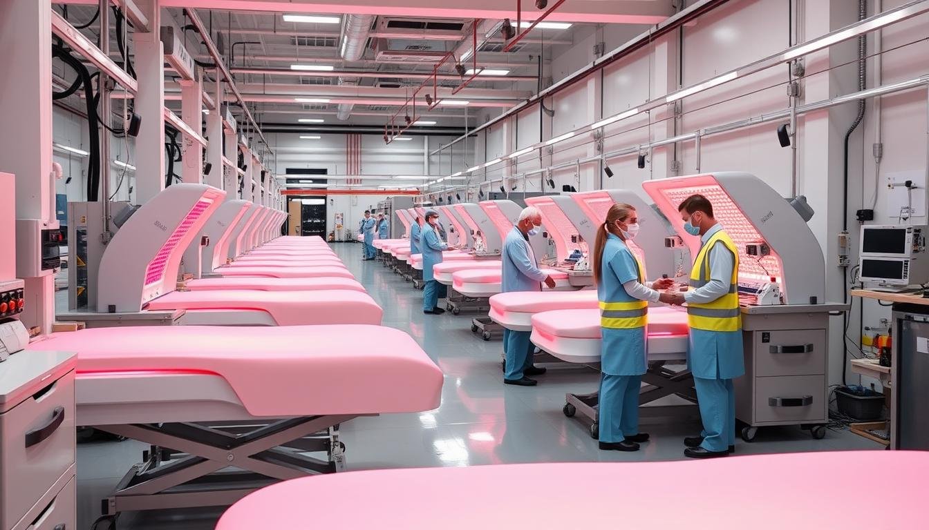 MAIKONG manufacturing facility producing high-quality red light therapy beds