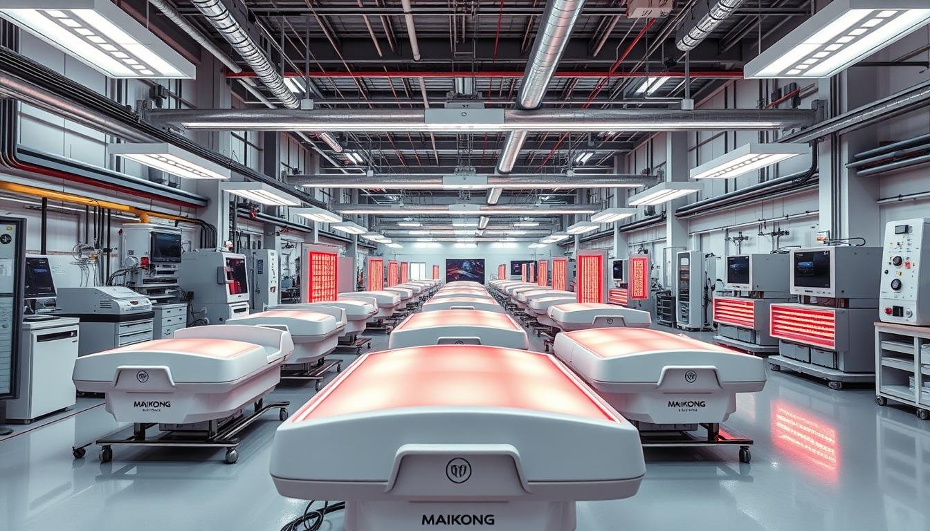 MAIKONG manufacturing facility showing quality control and production of red light therapy beds