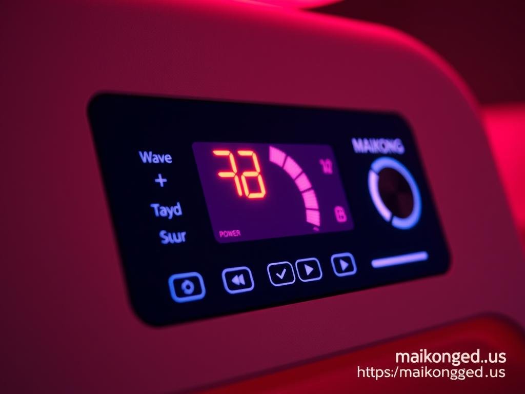MAIKONG red light bed control panel showing customization options for Red Light Bed Benefits