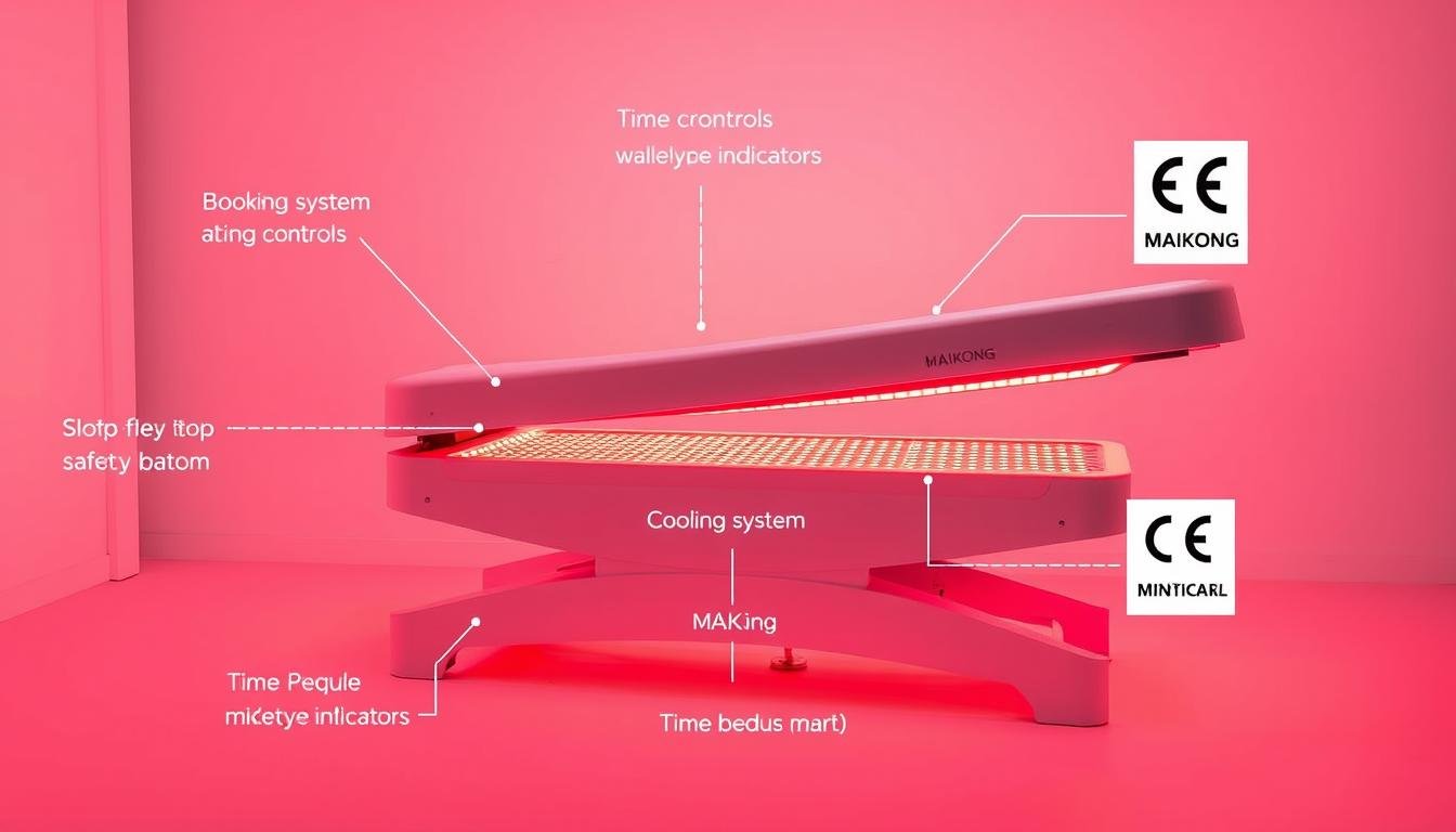 MAIKONG red light therapy bed with safety features highlighted