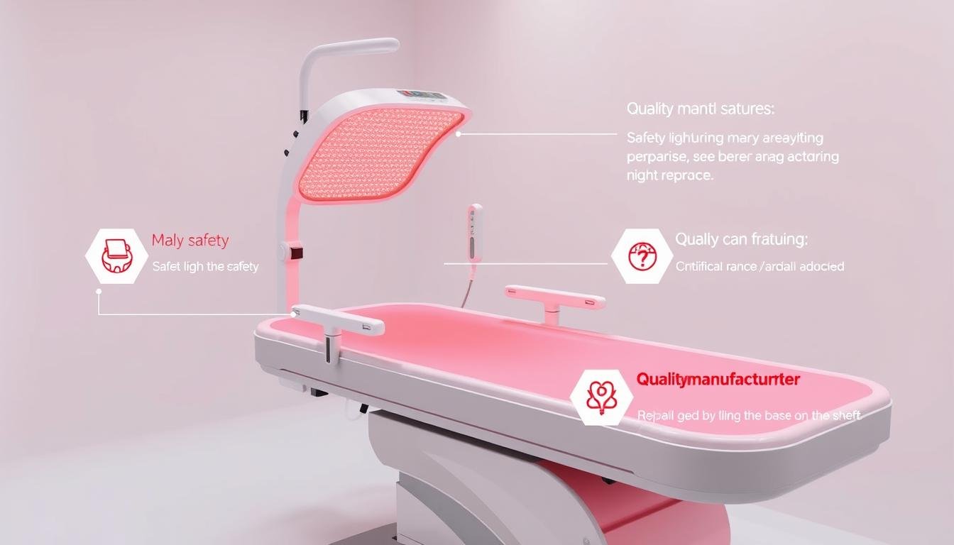 MAIKONG red light therapy bed with safety features highlighted