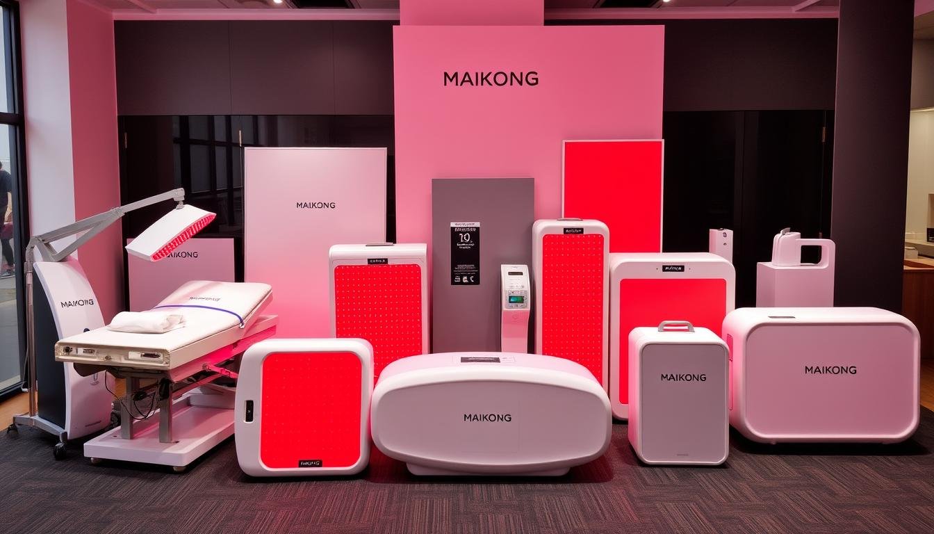 MAIKONG red light therapy product lineup showing various models