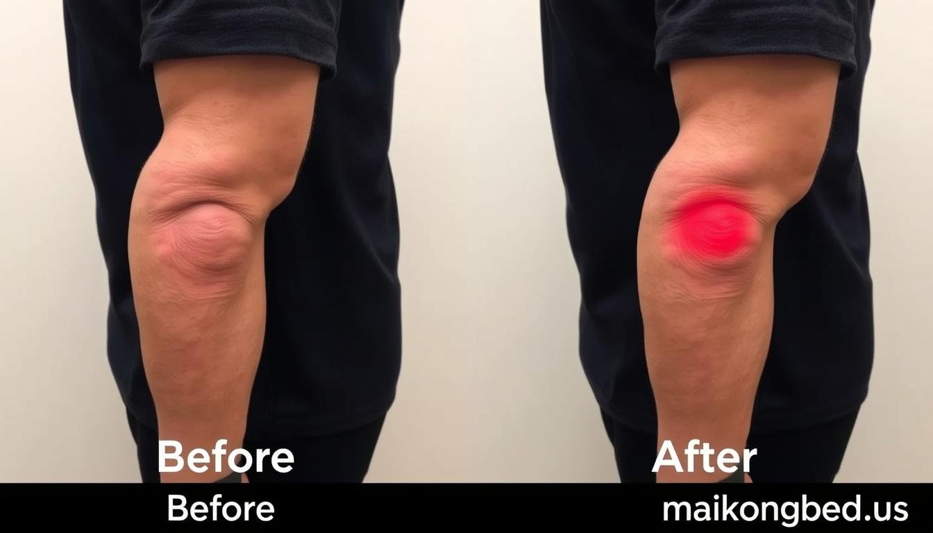 Person experiencing reduced inflammation after red light therapy treatment