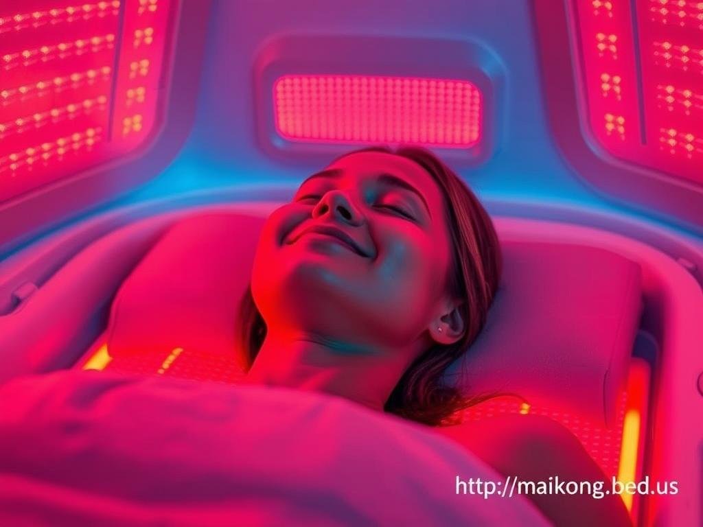 Person experiencing relaxation during infrared bed therapy session