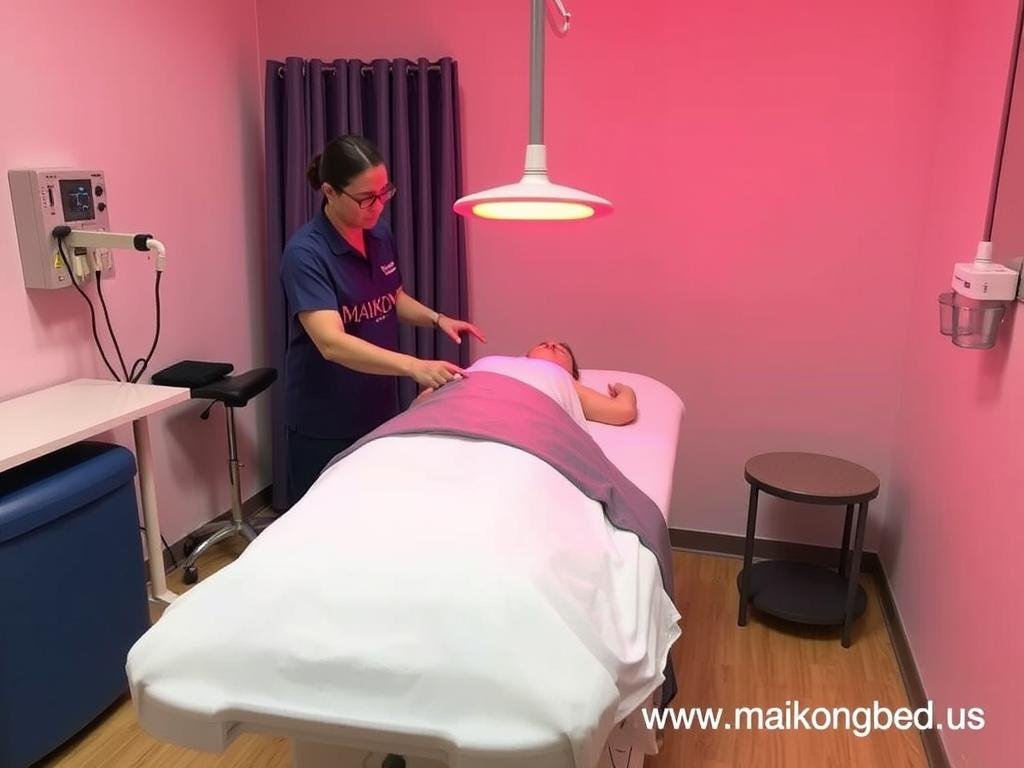 Physical therapy clinic using MAIKONG red light therapy bed