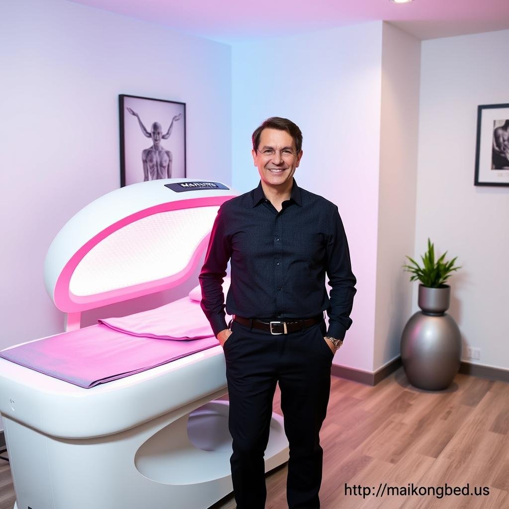 Portrait of wellness center owner using MAIKONG red light therapy bed