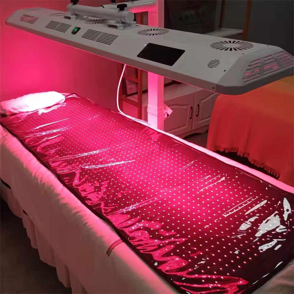 Premium Red Light Therapy Lamps for Tanning Beds: The Complete MAIKONG Guide 14 Red light therapy lamp emitting therapeutic red wavelengths in a tanning bed setup