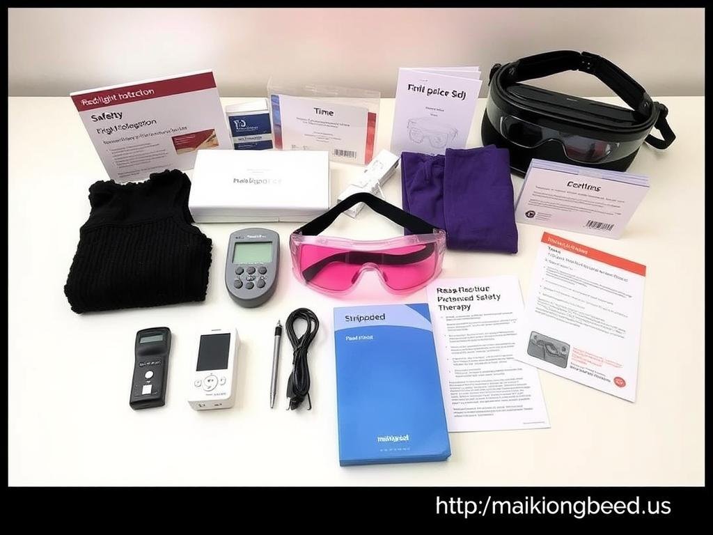 Safety accessories for red light therapy including eye protection