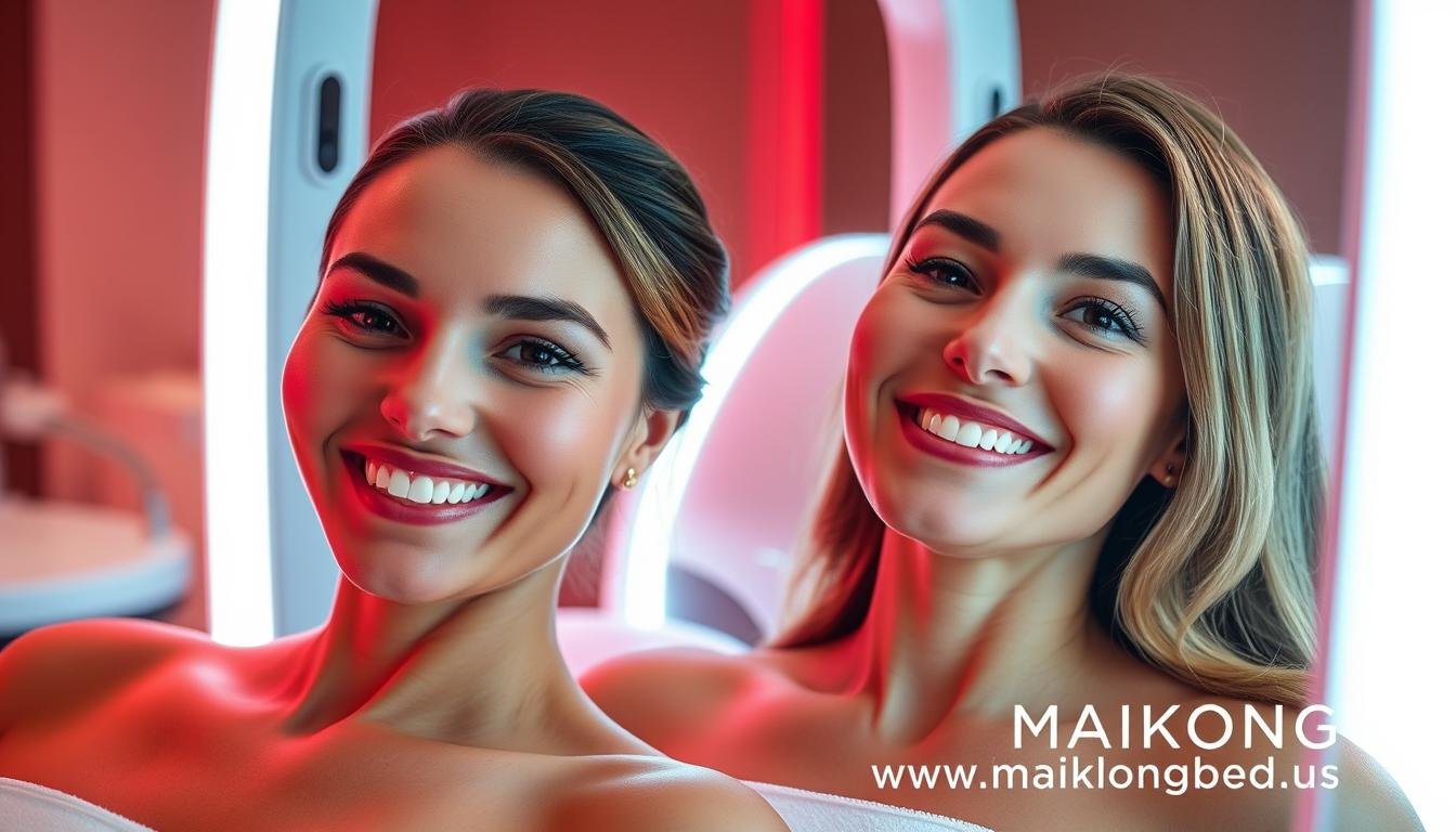 Satisfied clients after red light therapy treatment